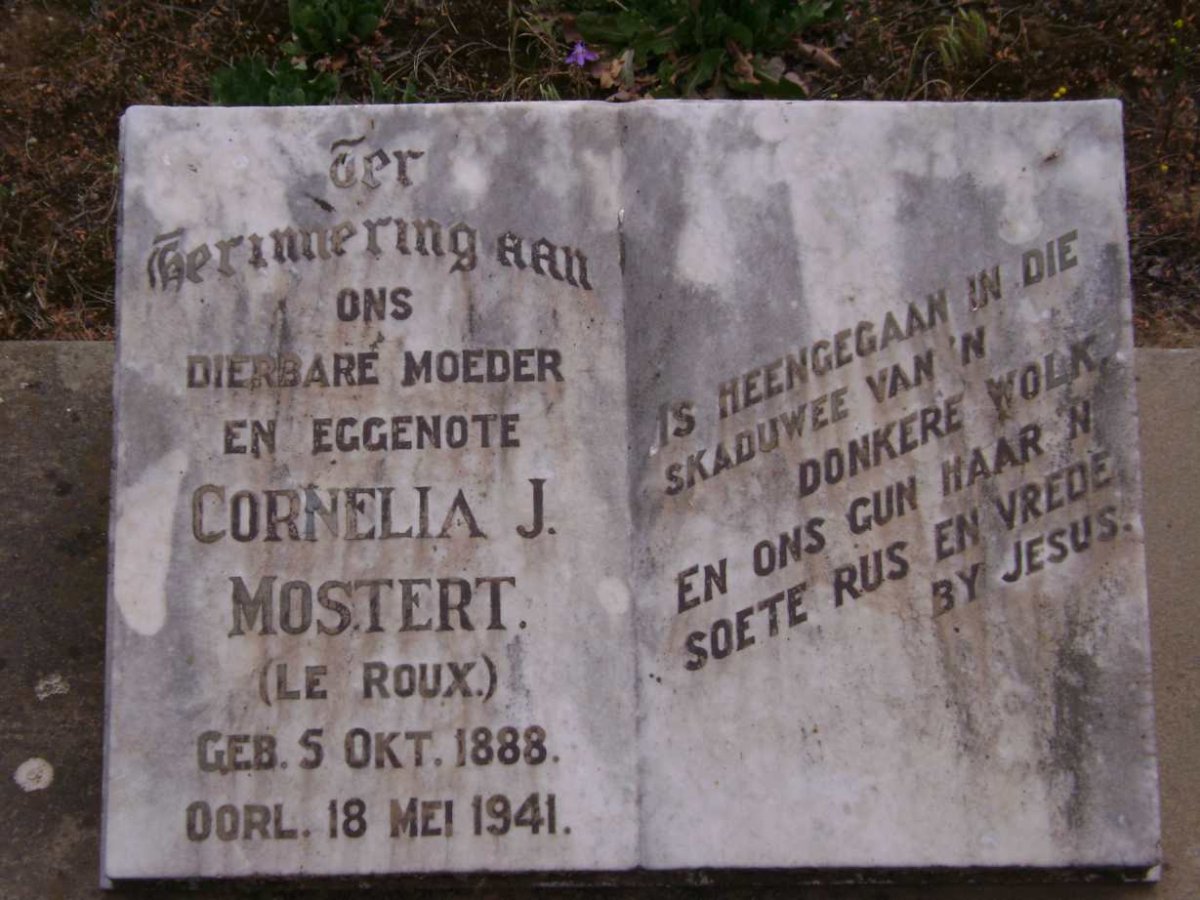 MOSTERT Cornelia J. nee LE ROUX 1888-1941