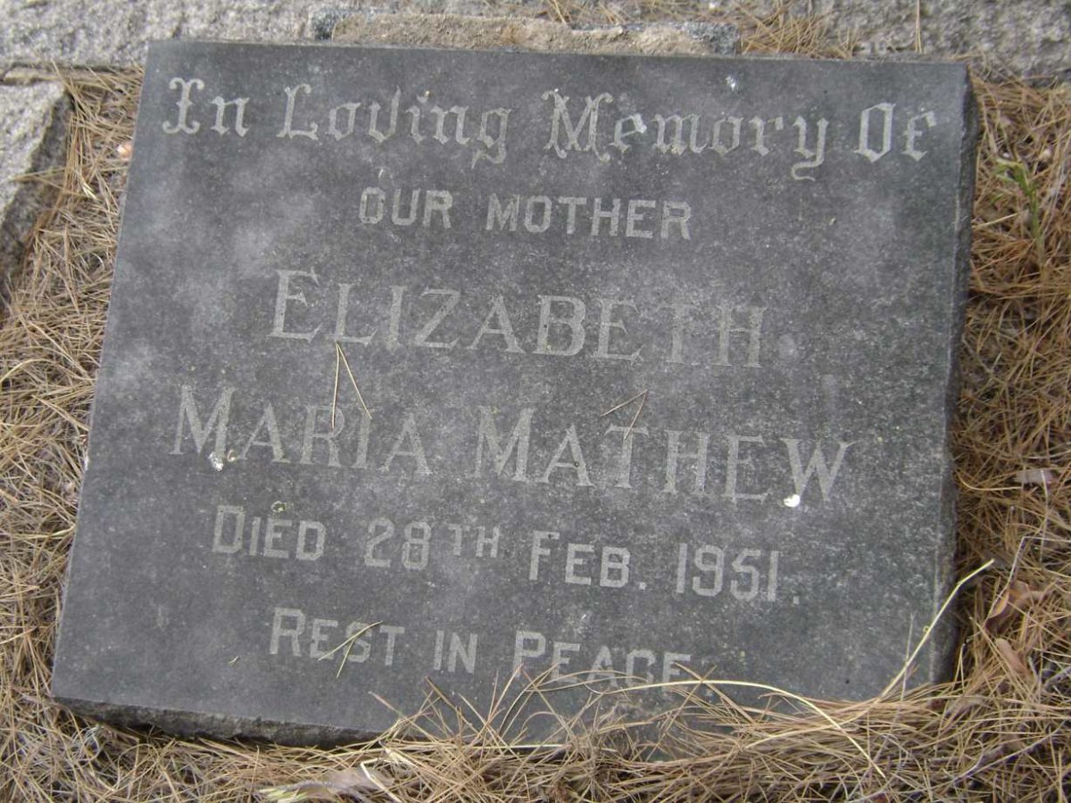 MATHEW Elizabeth Maria -1951