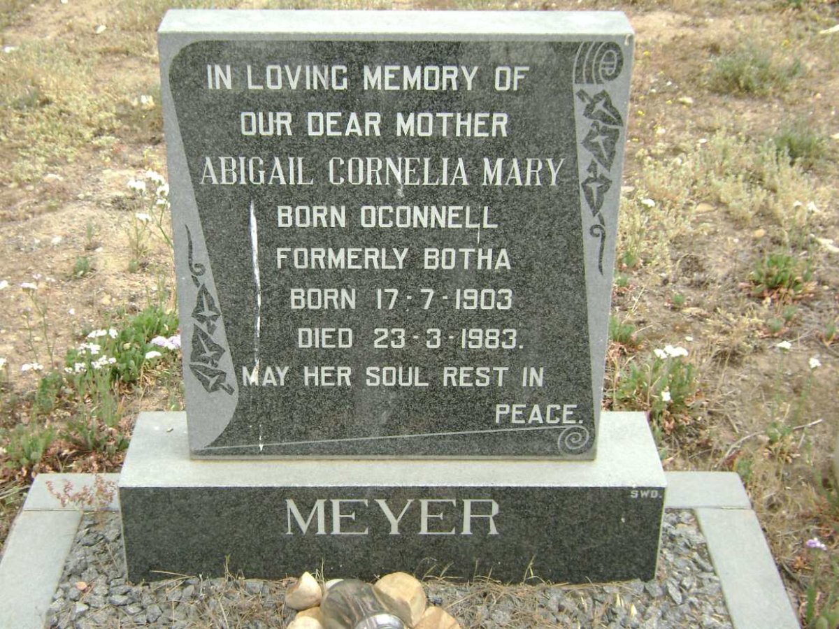 MEYER Abigail Cornelia Mary formely BOTHA nee OCONNELL 1903-1983