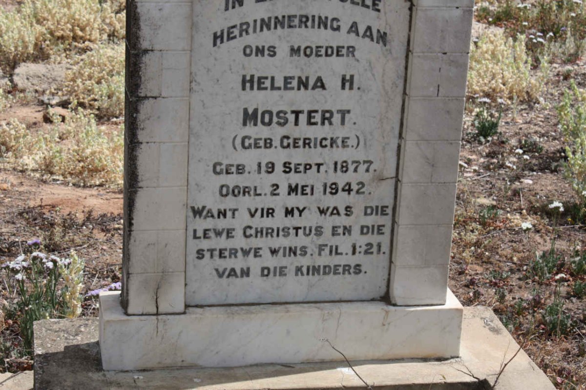 MOSTERT Helena H. nee GERICKE 1877-1942