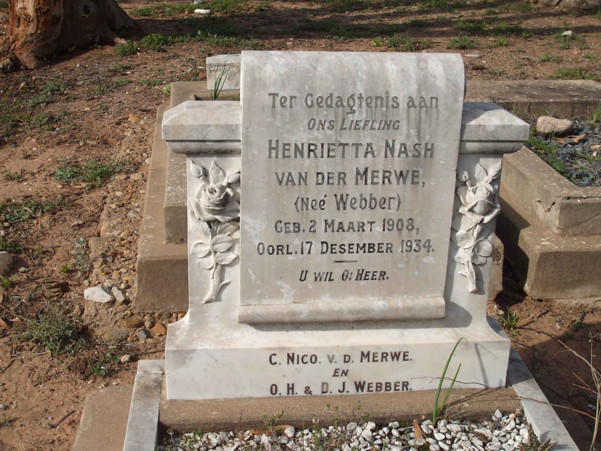 MERWE Henrietta Nash, van der nee WEBBER 1908-1934