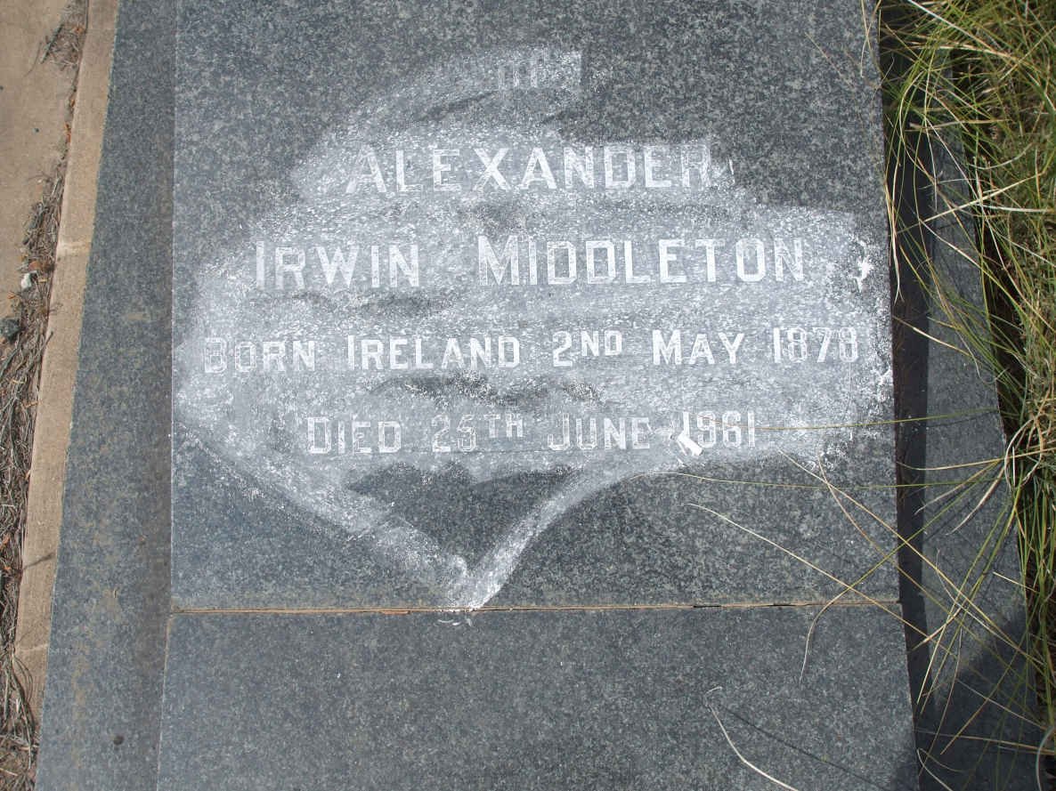 MIDDLETON Alexander Irwin 1878-1961