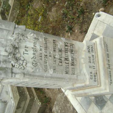 MATTHEWS Albert Lawrence 1871-1944 &amp; Caroline Merle MARINCOWITZ 1870-1932