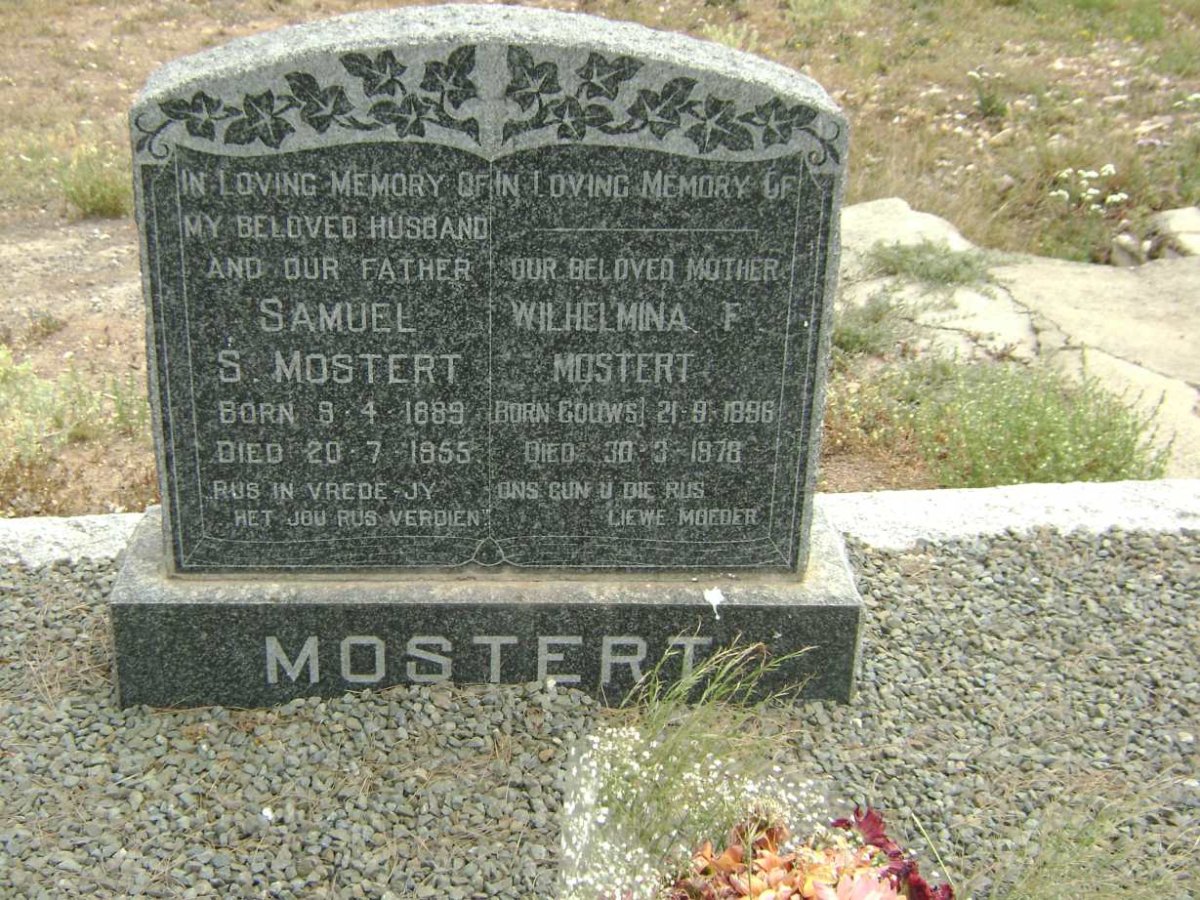 MOSTERT Samuel S. 1889-1955 &amp; Wilhelmina F. GOUWS 1896-1978