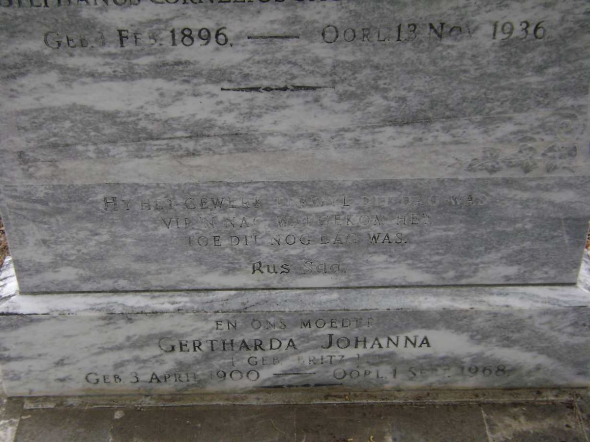 NIEKERK Gertharda Johanna, van nee BRITZ 1900-1968