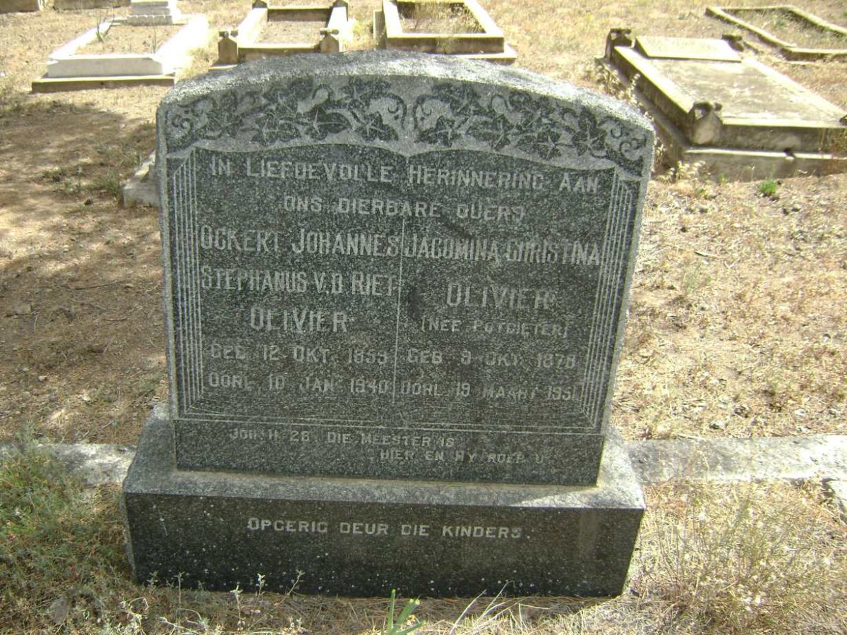OLIVIER Ockert Johannes Stephanus v.d.Riet 1859-1940 &amp; Jacomina Christina POTGIETER 1878-1951