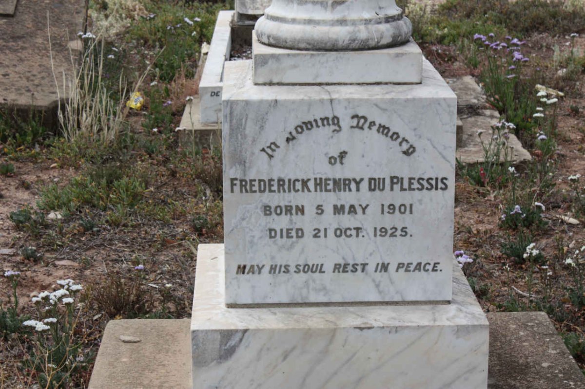 PLESSIS Frederick Henry, du 1901-1925
