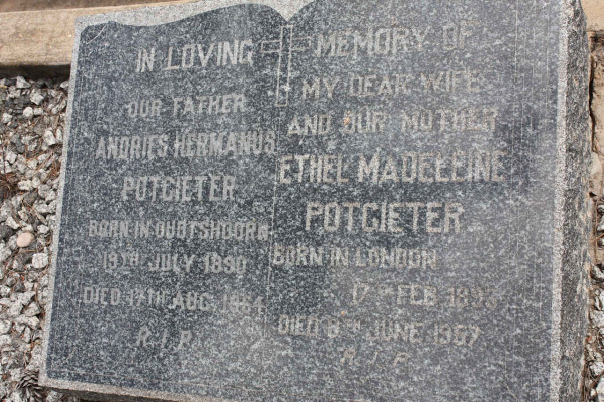 POTGIETER Andries Hermanus 1890-1964 &amp; Ethel Madeleine 1893-1957