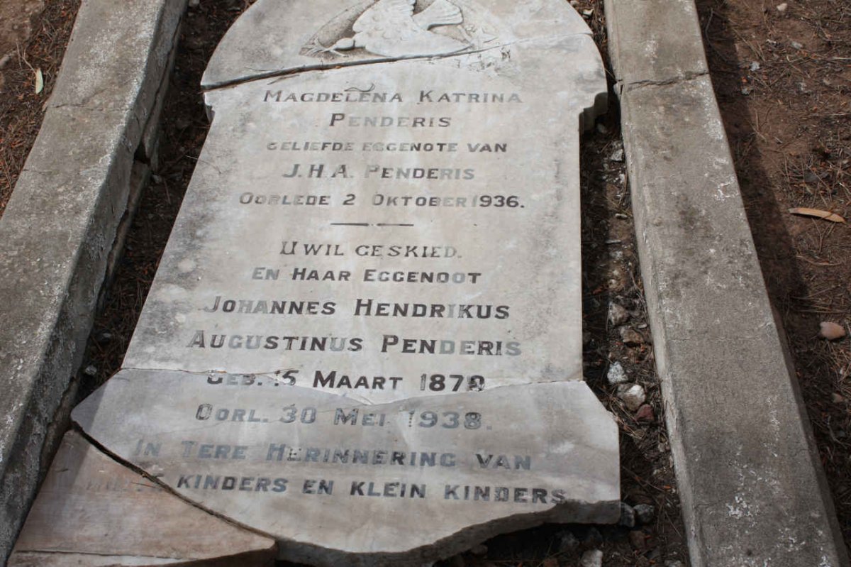 PENDERIS Johannes Hendrikus Augustinus 187?-1938 &amp; Magdelena Katrina -1936