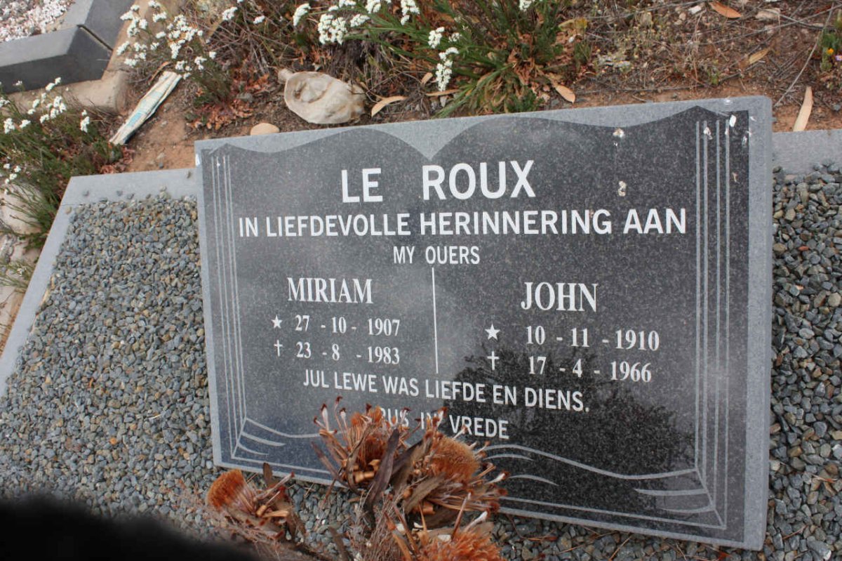 ROUX John, le 1910-1966 &amp; Miriam 1907-1983