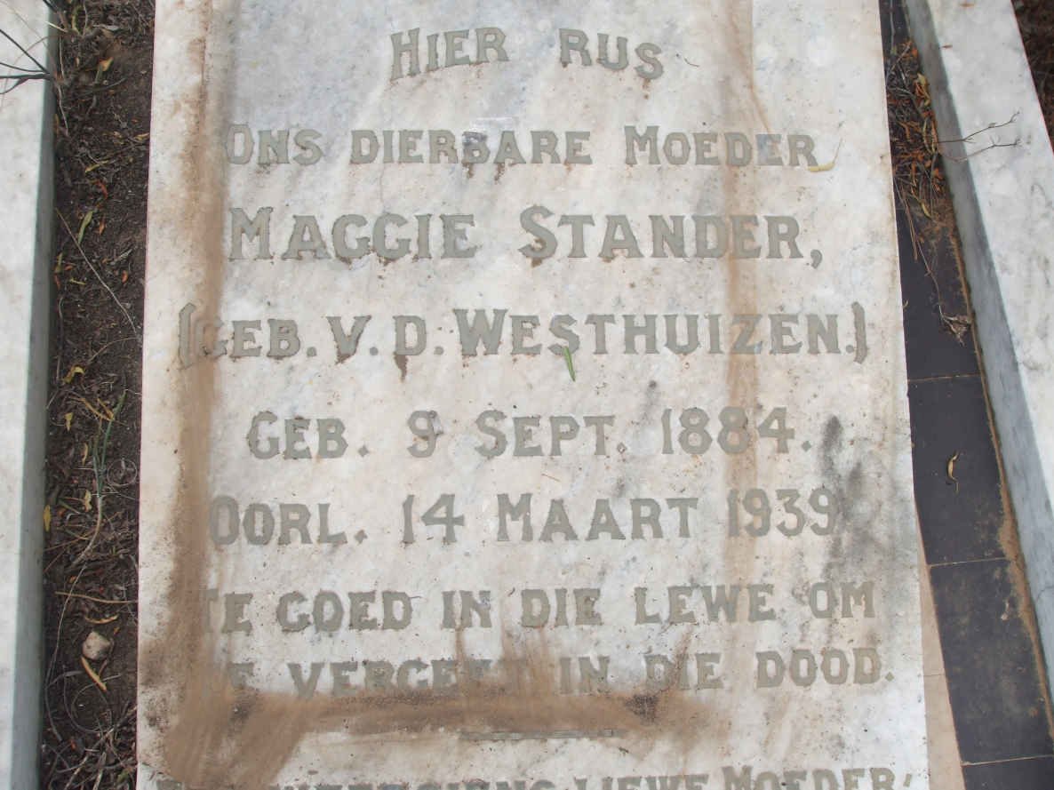 STANDER Maggie nee VAN DER WESTHUIZEN 1884-1939