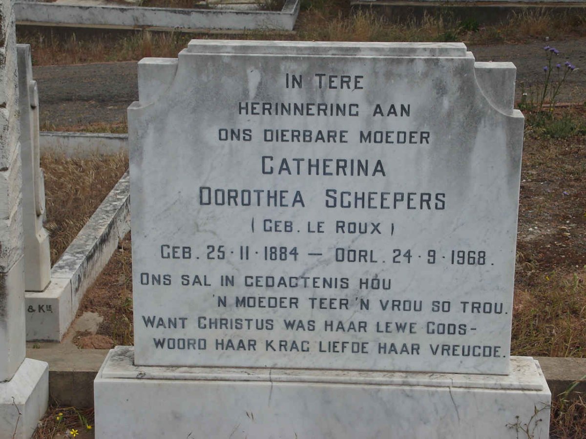 SCHEEPERS Catherina Dorothea nee LE ROUX 1884-1968