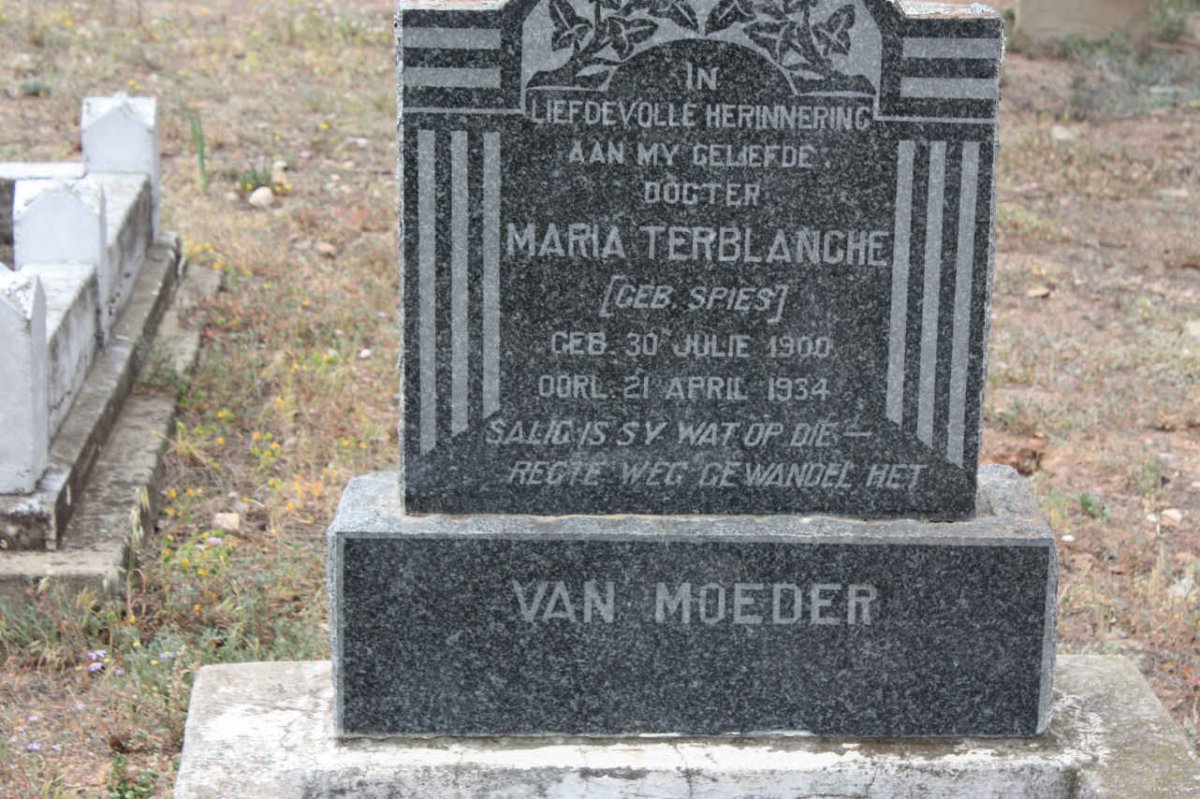 TERBLANCHE Maria nee SPIES 1900-1934