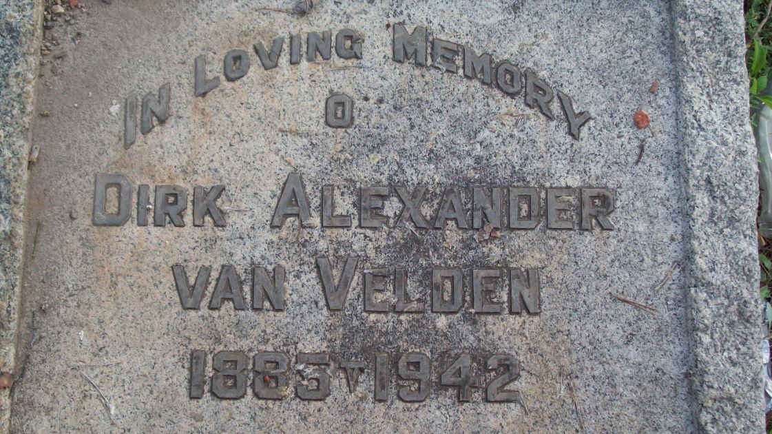 VELDEN Dirk Alexander, van 1885-1942