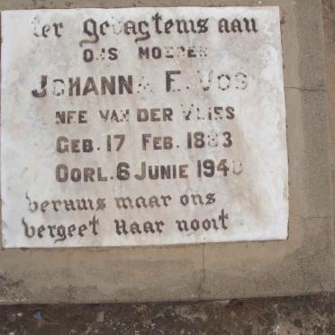 VOS Johanna E. nee VAN DER VLIES 1883-1940