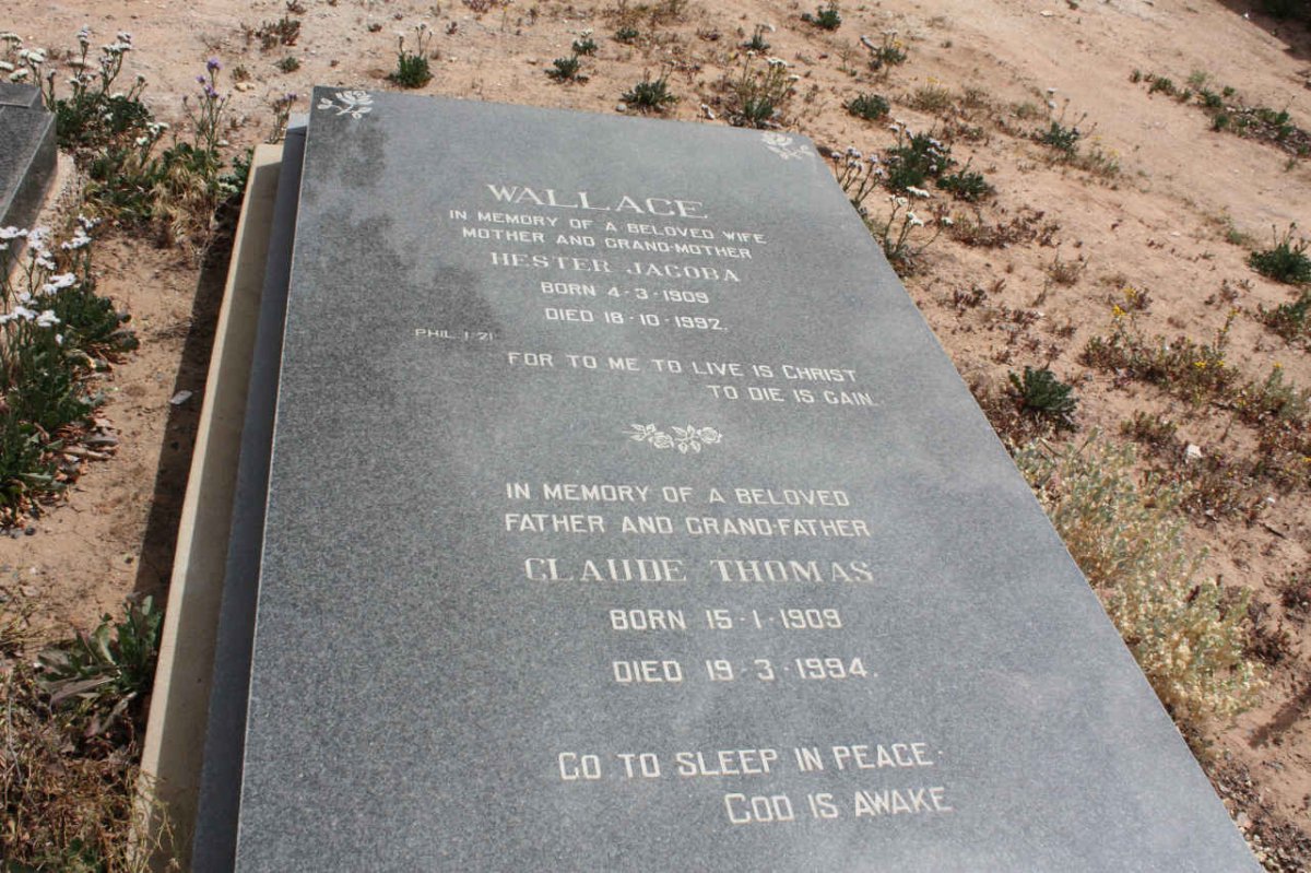 WALLACE Claude Thomas 1909-1994 &amp; Hester Jacoba 1909-1992