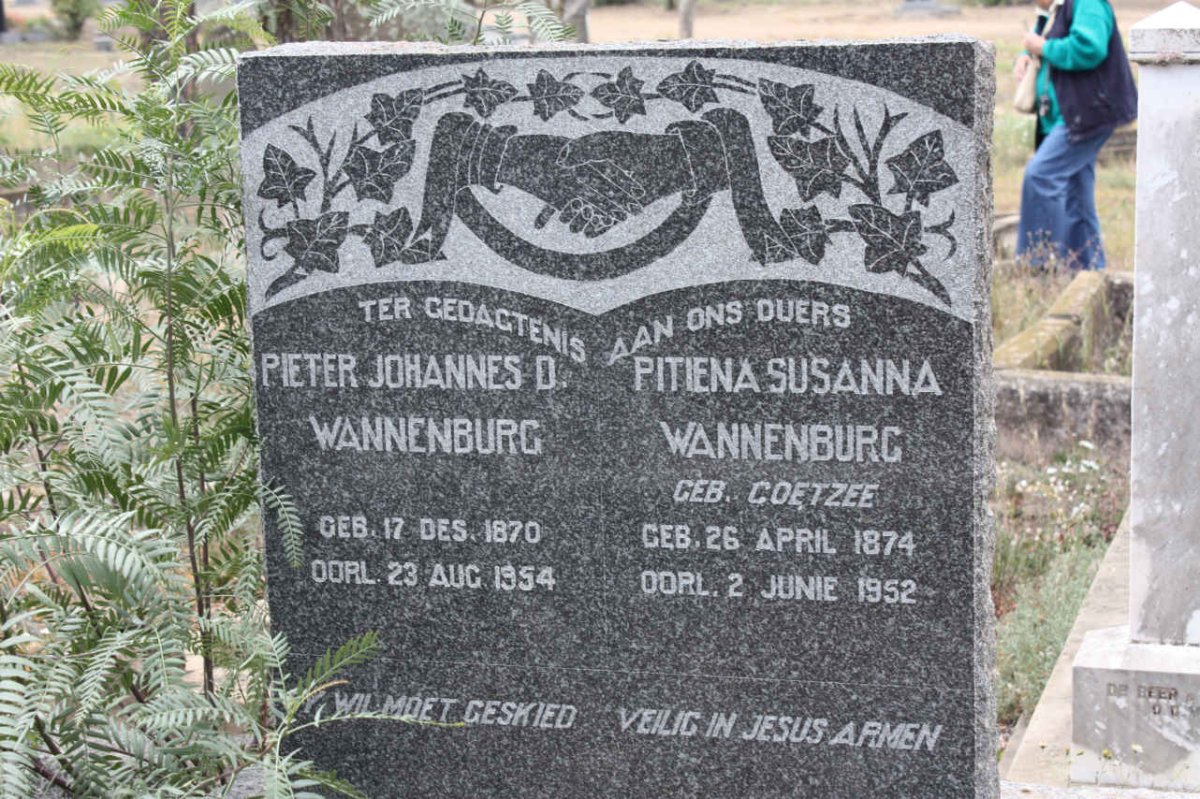 WANNENBURG Pieter Johannes D.1870-1954 &amp; Pitiena Johanna COETZEE 1874-1952