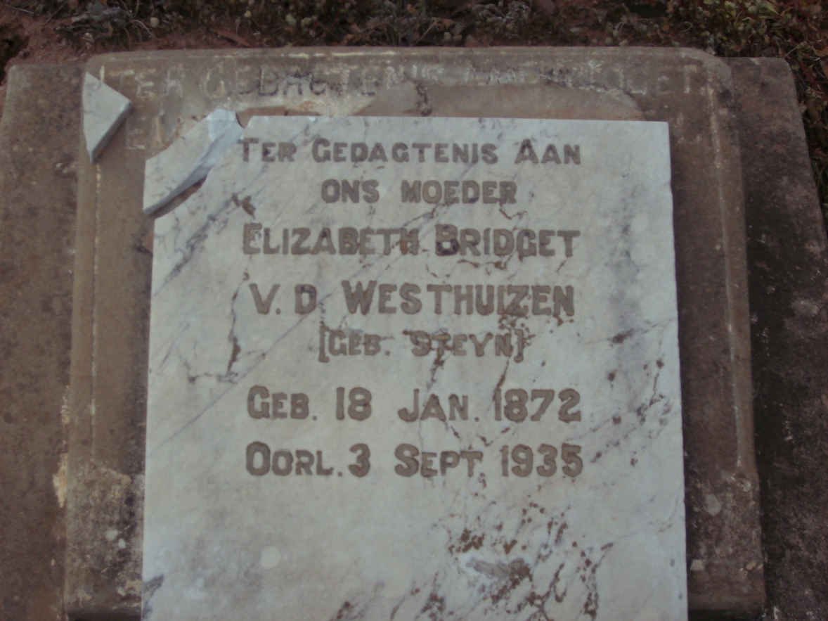 WESTHUIZEN Elizabeth Bridget, v.d. nee STEYN 1872-1935