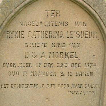 MORKEL Rykie Catherina Le Sueur -1874