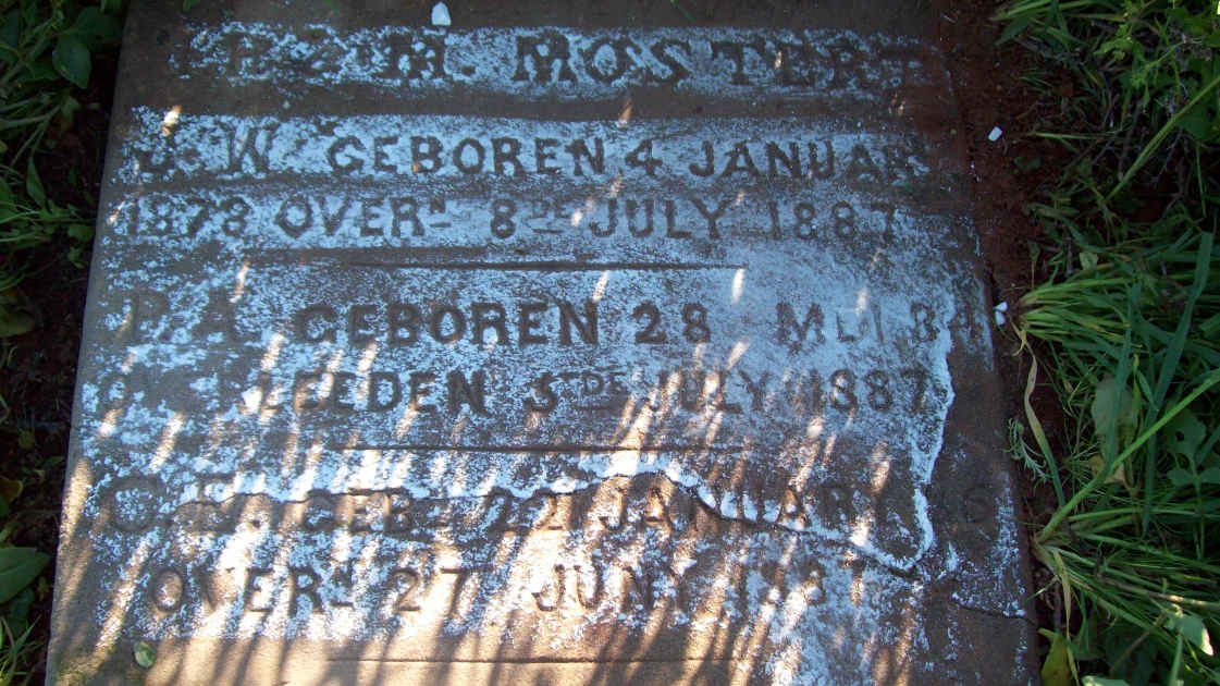 MOSTERT J.W. 1878-1887 :: MOSTERT P.A. 1884-1887 :: MOSTERT  C.E. 1885-1887