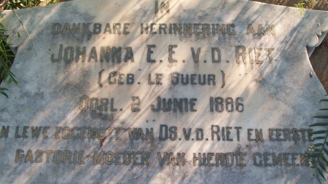 RIET Johanna E.E., v.d. nee LE SUEUR   -1886