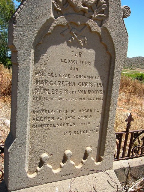 PLESSIS Margaretha Christina, du nee VAN ROOYEN 1826-1905