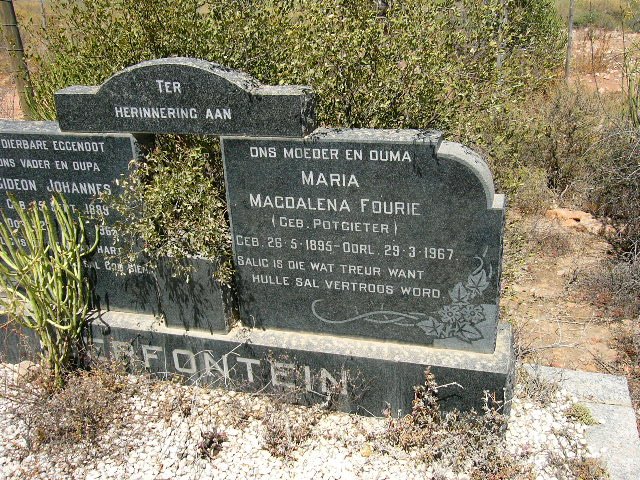 SERFONTEIN Gideon Johannes 1889-1965 &amp; Maria Magdalena Fourie POTGIETER 1895-1967