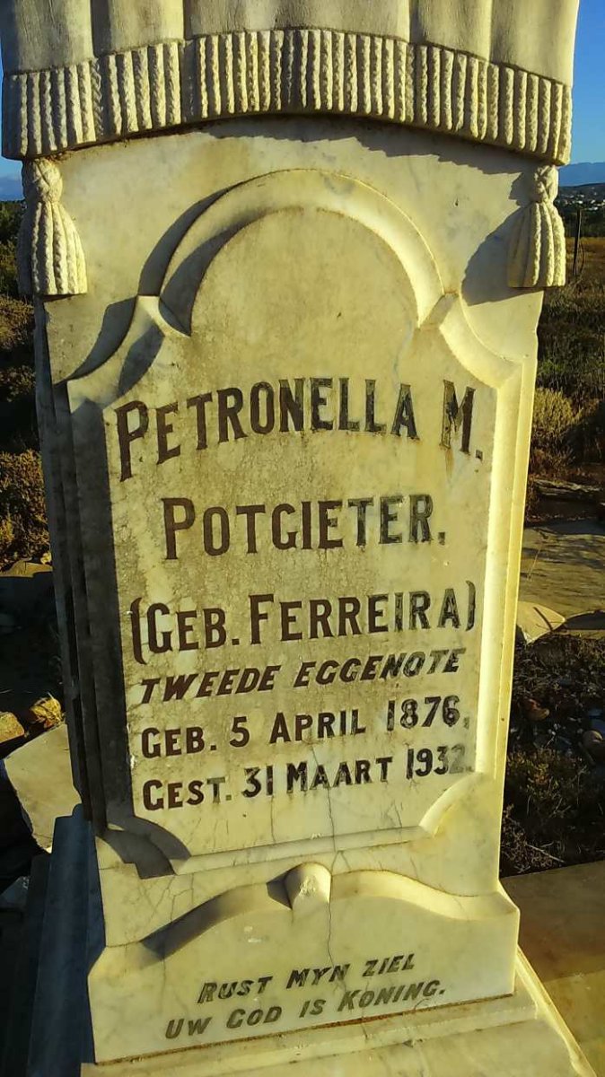 POTGIETER Hermanus Lambertus -1932 &amp; Petronella M. FERREIRA 1876-1932