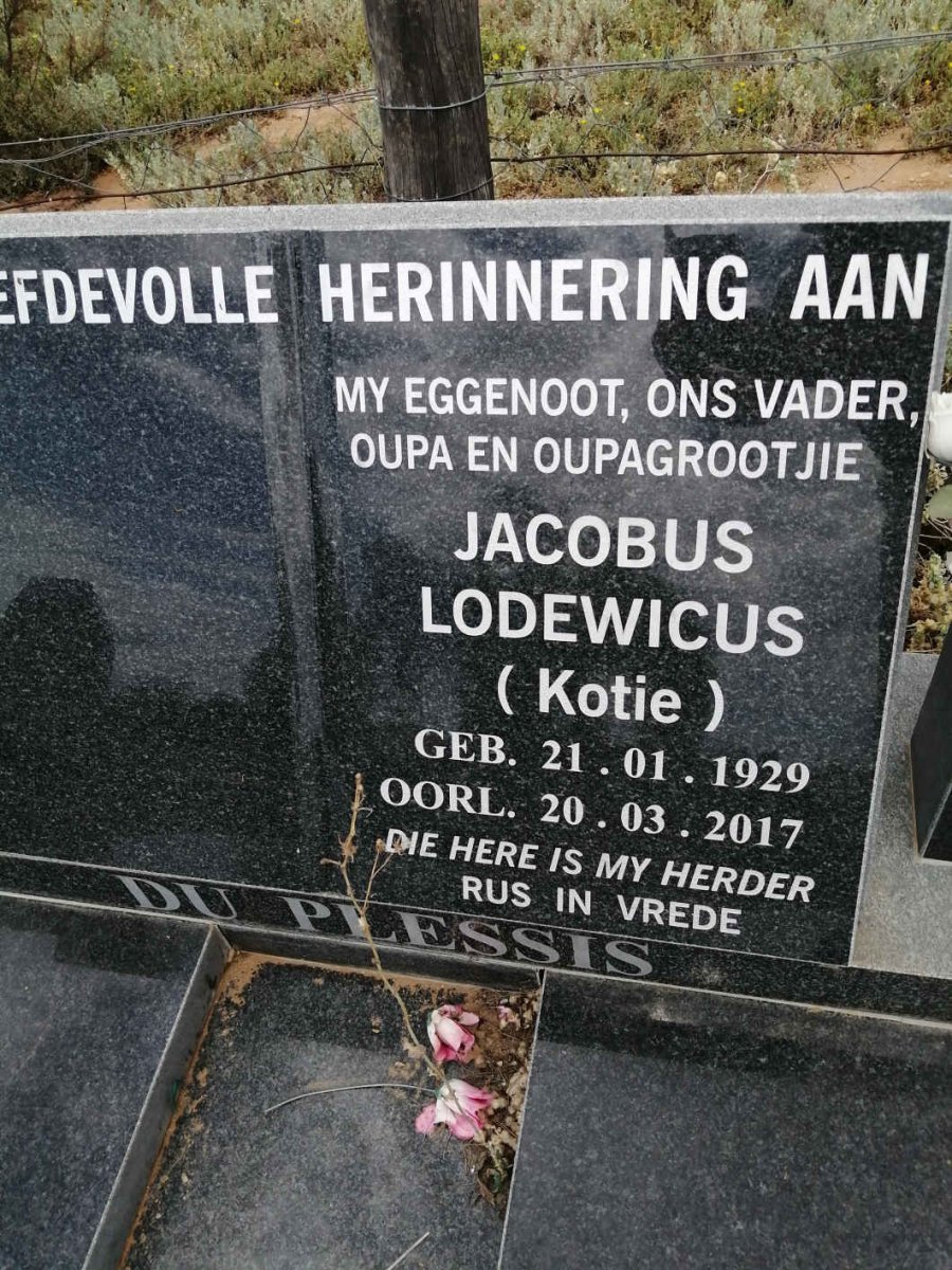 PLESSIS Jacobus Lodewicus, du 1929-2017