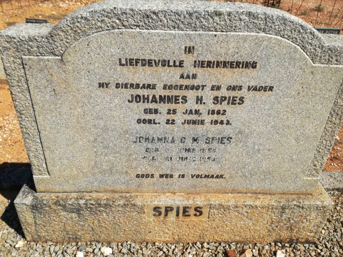 SPIES Johannes H. 1862-1943 &amp; Johanna G.M. 1865-1953