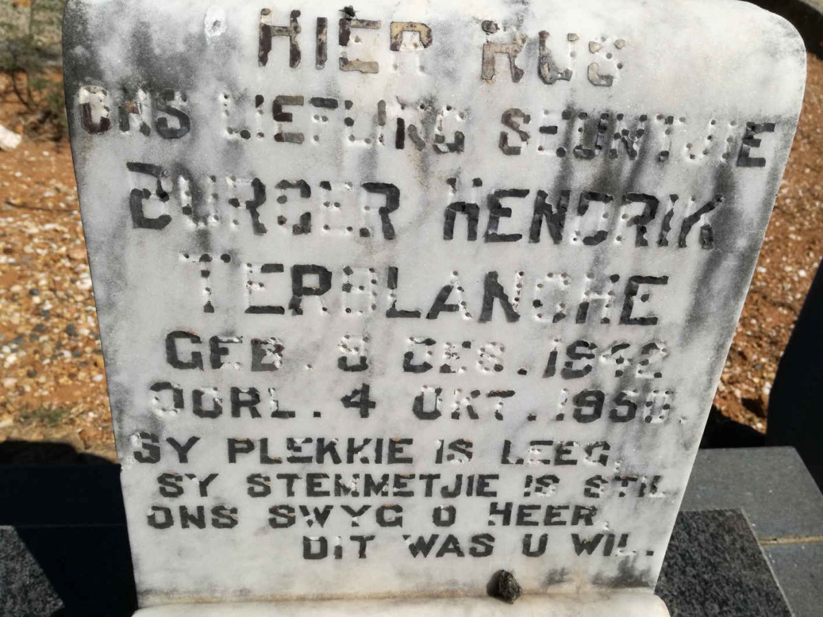 TERBLANCHE Burger Hendrik 1942-1950