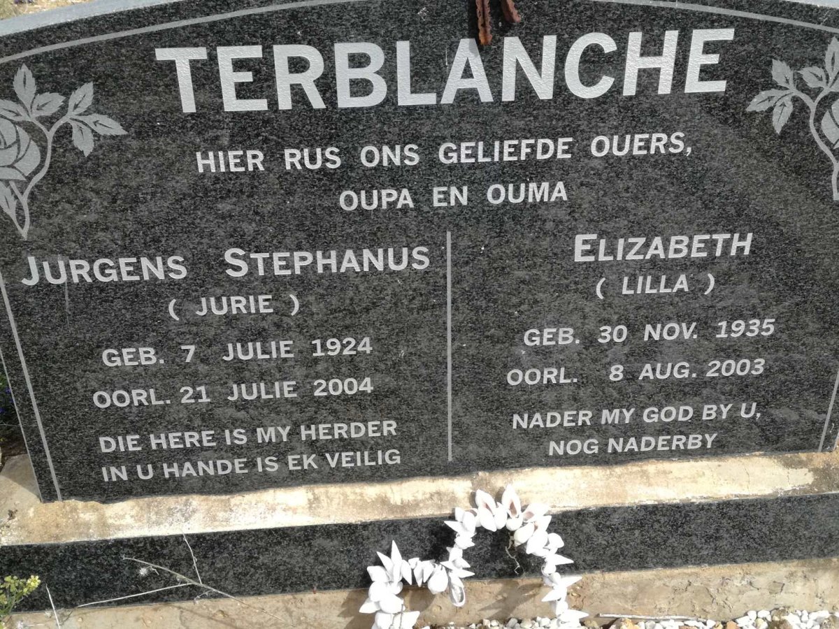 TERBLANCHE Jurgens Stephanus 1924-2004 &amp; Elizabeth 1925-2003