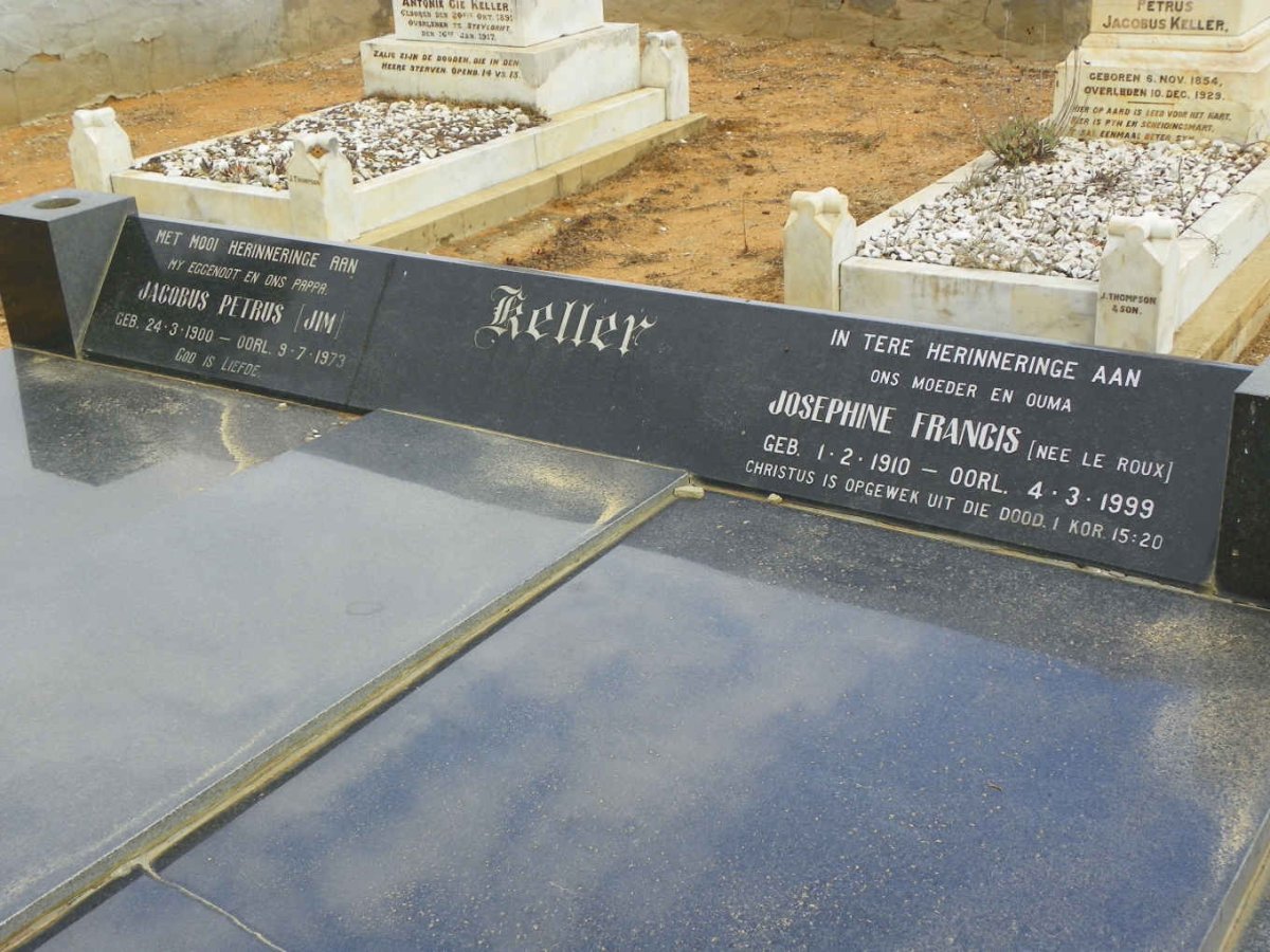 KELLER Jacobus Petrus 1900-1973 &amp; Josephine Francis LE ROUX 1910-1999