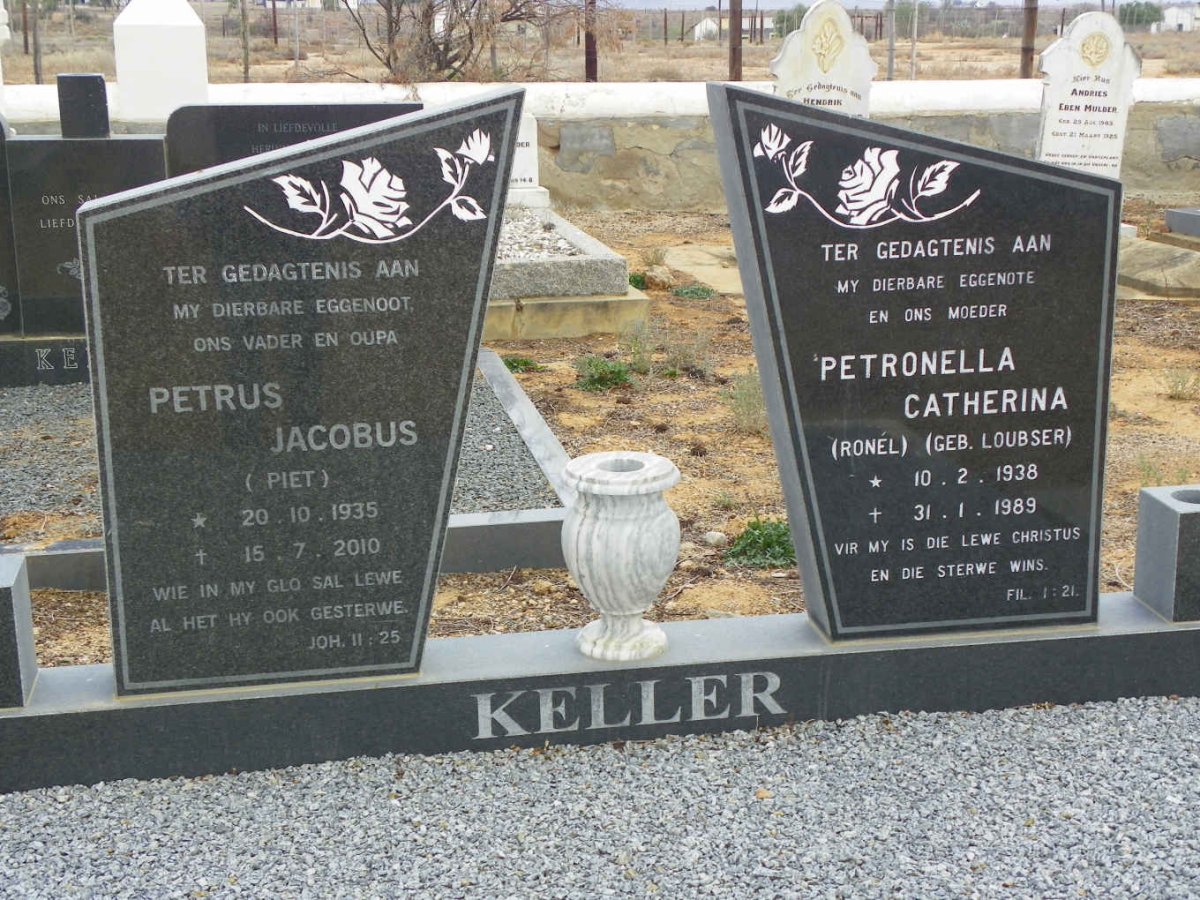KELLER Petrus Jacobus 1935-2010 &amp; Petronella Catharina LOUBSER 1938-1989