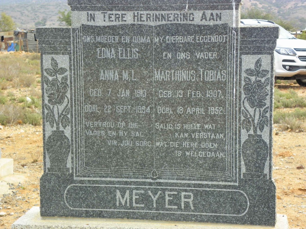 MEYER Marthinus Tobias 1907-1952 &amp; Edna Ellis Anna M.L. 1913-1994