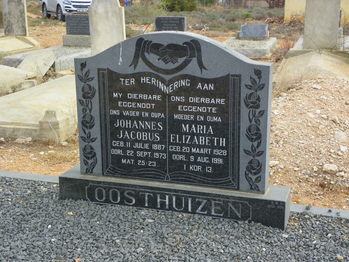 OOSTHUIZEN Johannes Jacobus 1887-1973 &amp; Maria Elizabeth 1928-1991