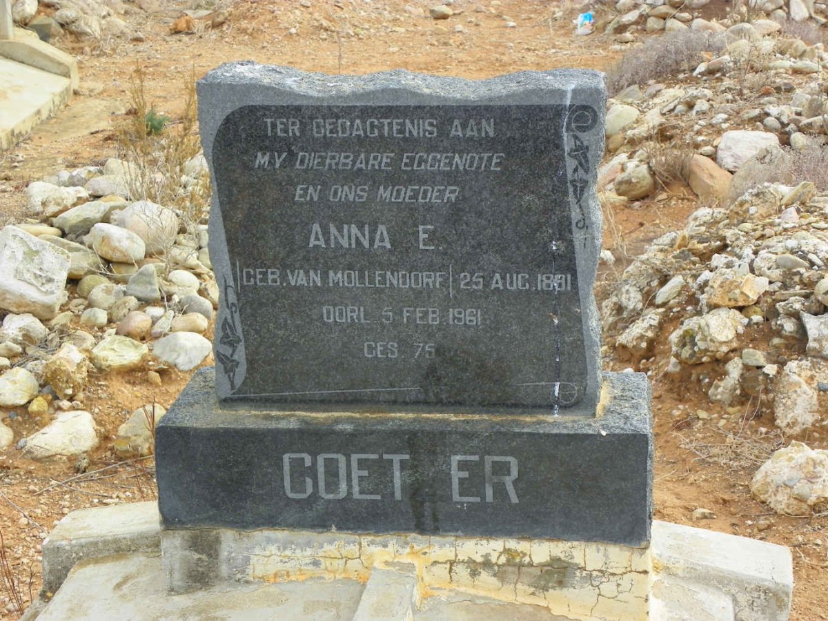 COETZER Anna E. nee MOLLENDORF 1891-1961