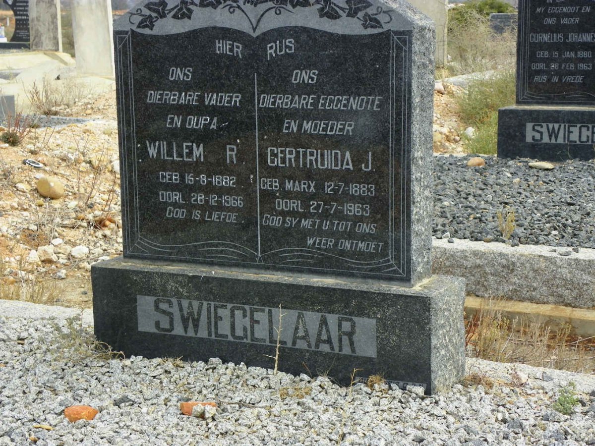 SWIEGELAAR Willem R. 1882-1966 &amp; Gertruida J. 1883-1963