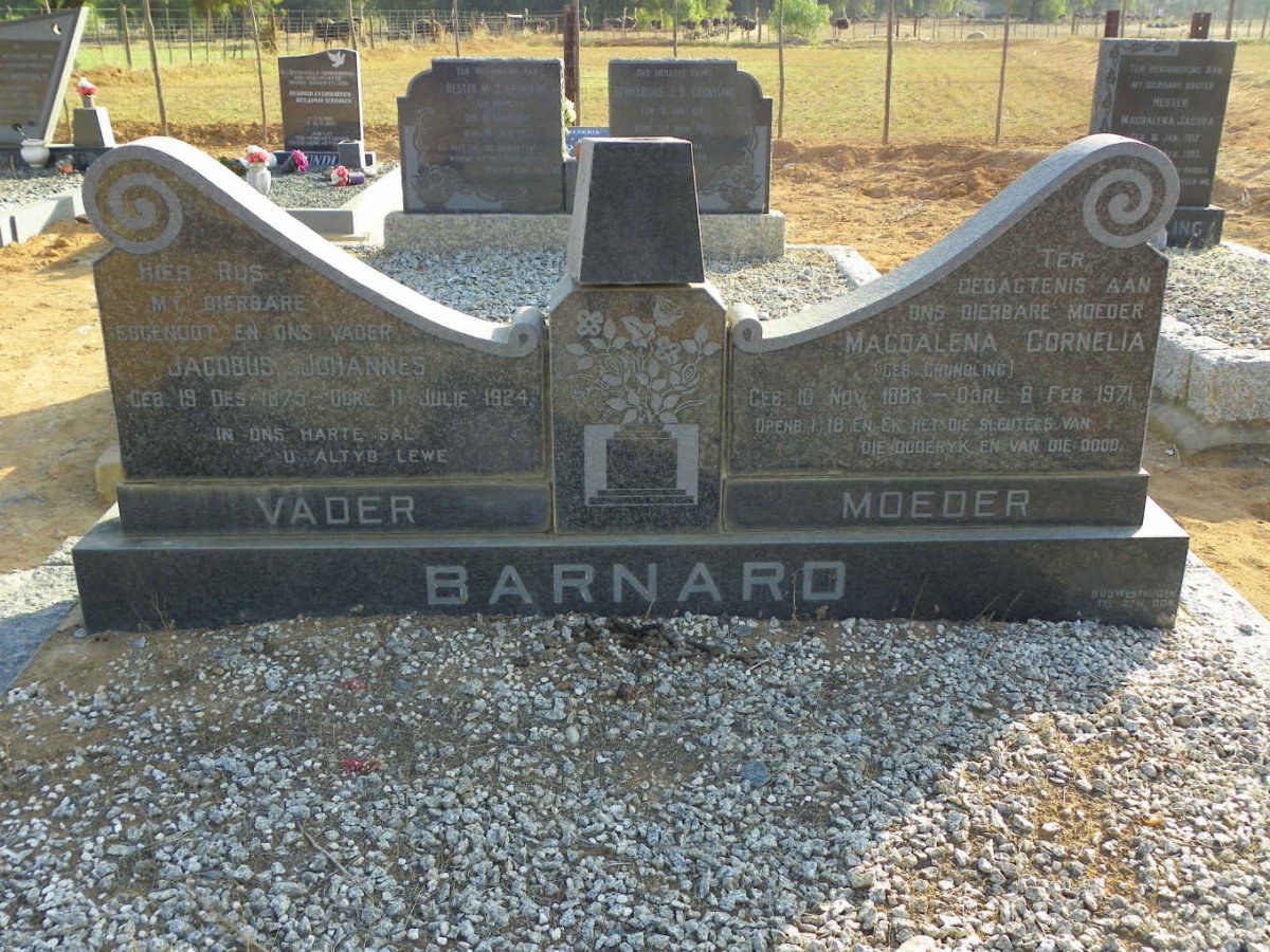 BARNARD Jacobus Johannes 1875-1924 &amp; Magdalena Cornelia GRUNDLING 1883-1971