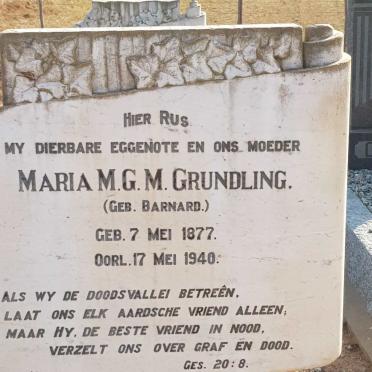 GRUNDLING Maria M.G.M. nee BARNARD 1877-1940