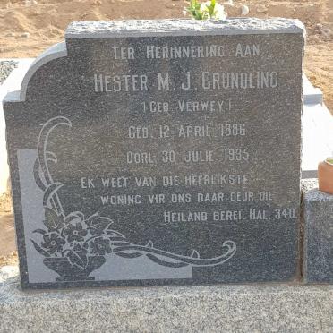 GRUNDLING Hester M.J. nee VERWEY 1886-1935