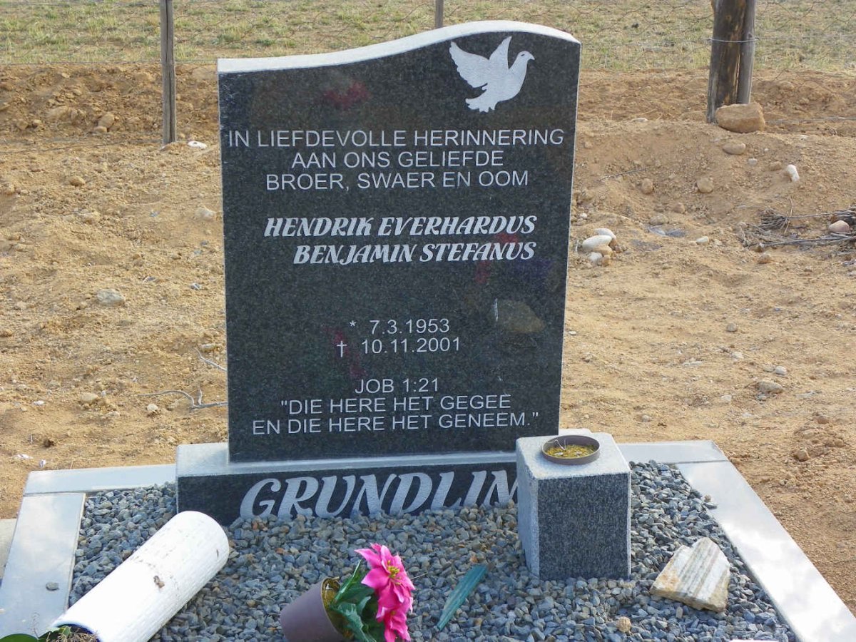 GRUNDLING Hendrik Everhardus Benjamin Stefanus 1953-2001