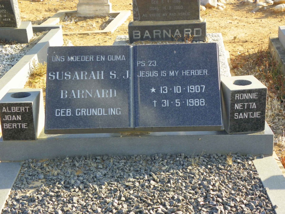 BARNARD Susarah S.J. nee GRUNDLING 1907-1988