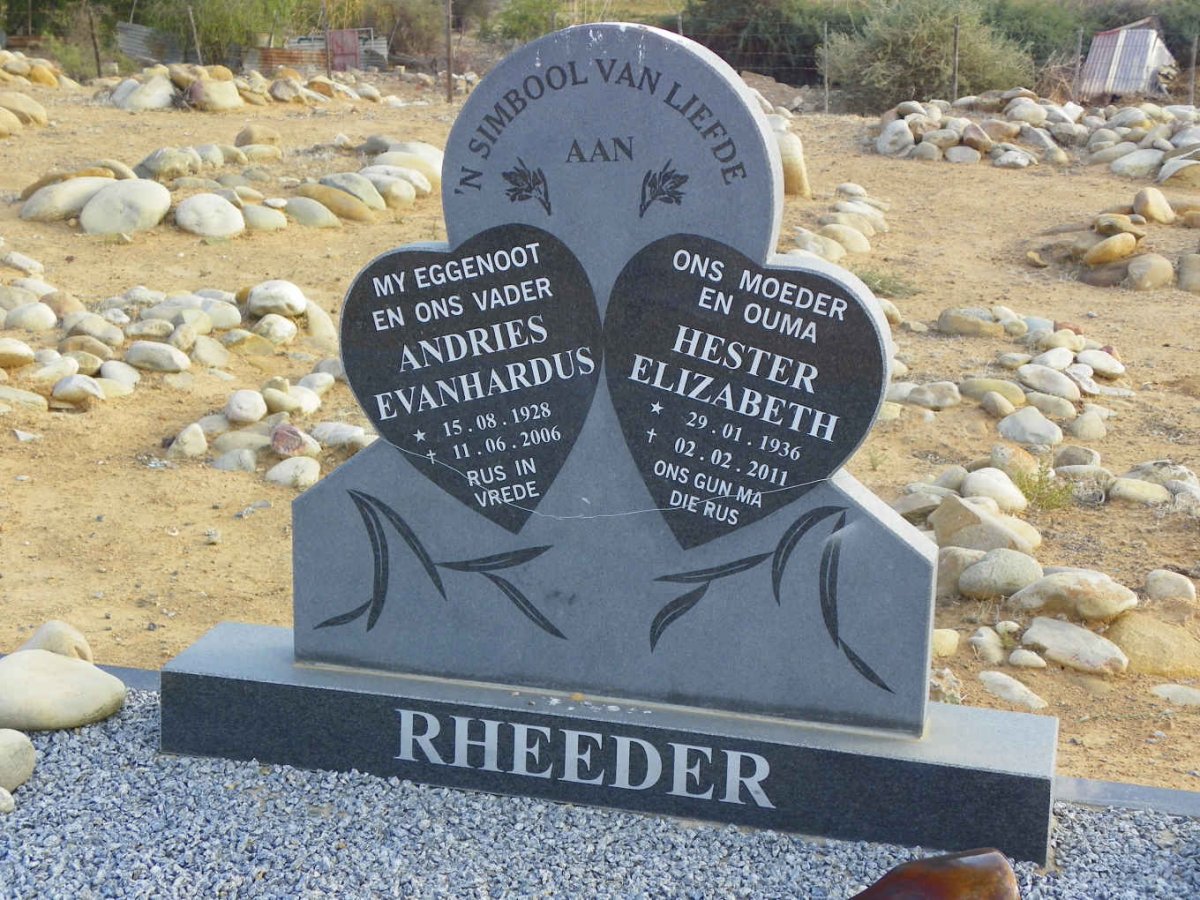 RHEEDER Andries Evanhardus 1928-2006 &amp; Hester Elizabeth 1936-2011