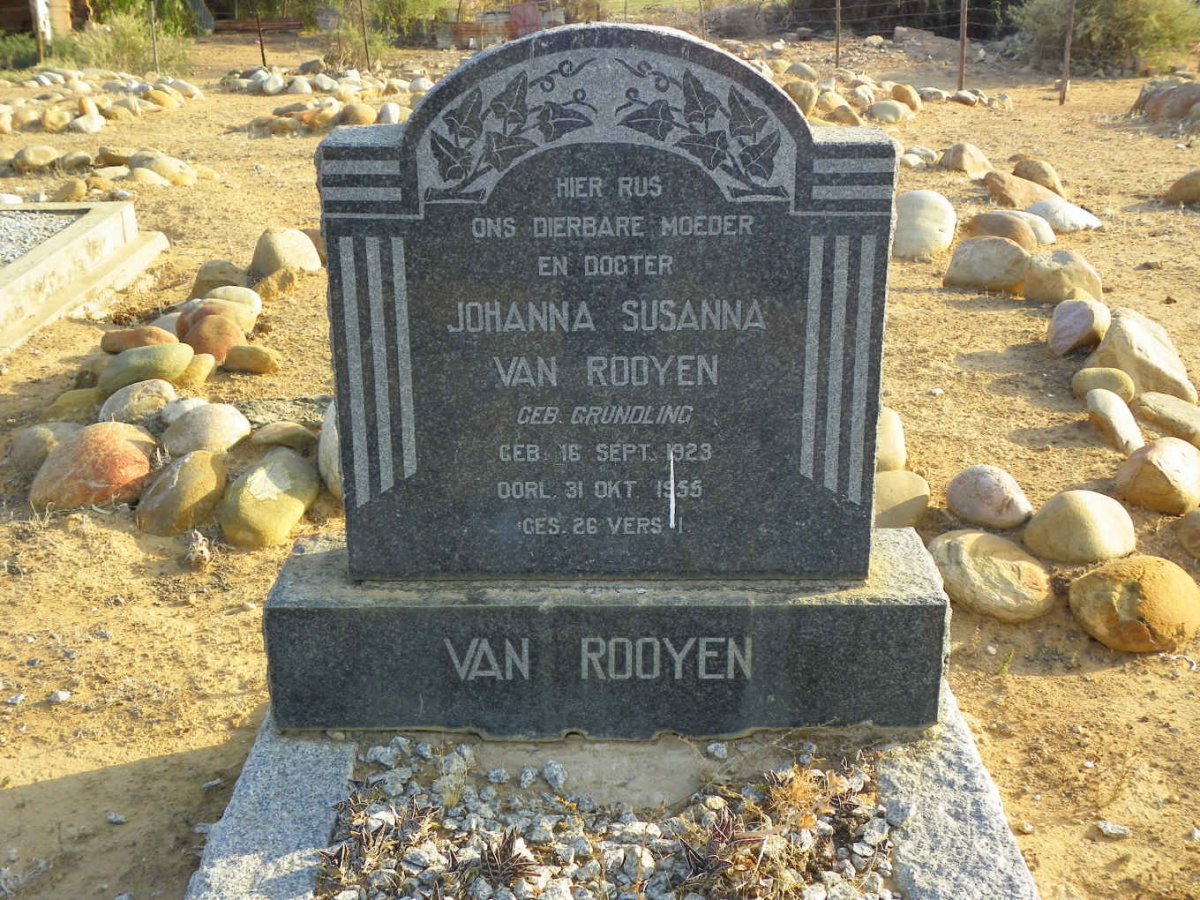 ROOYEN Johanna Susanna, van nee GRUNDLING 1923-1955