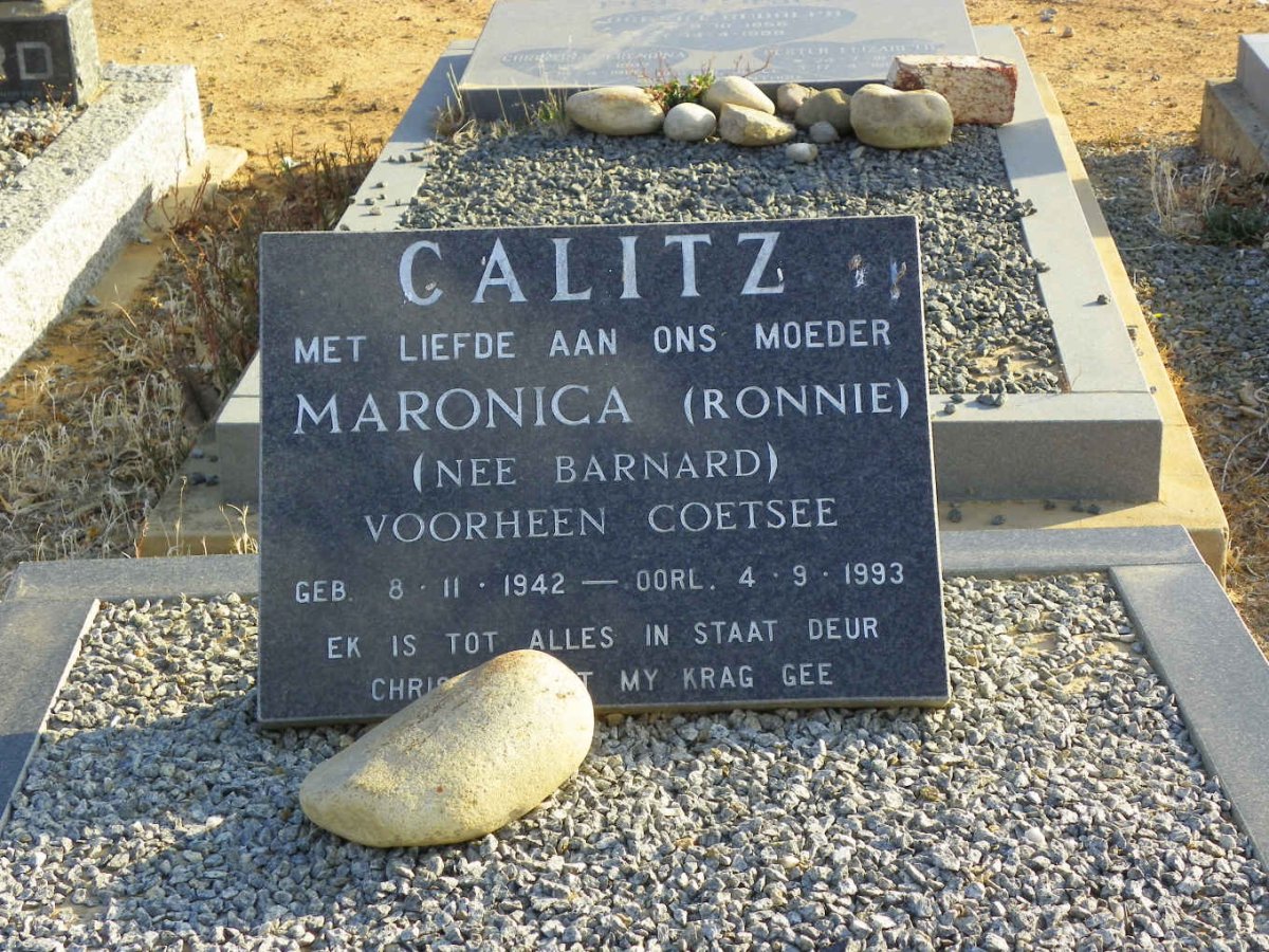 CALITZ Maronica voorheen COETSEE nee BARNARD 1942-1993