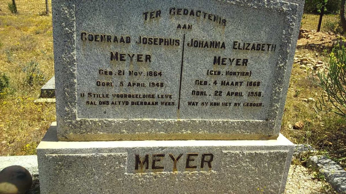MEYER Coenraad Josephus 1864-1948 &amp; Johanna Elizabeth NORTIER 1868-1958
