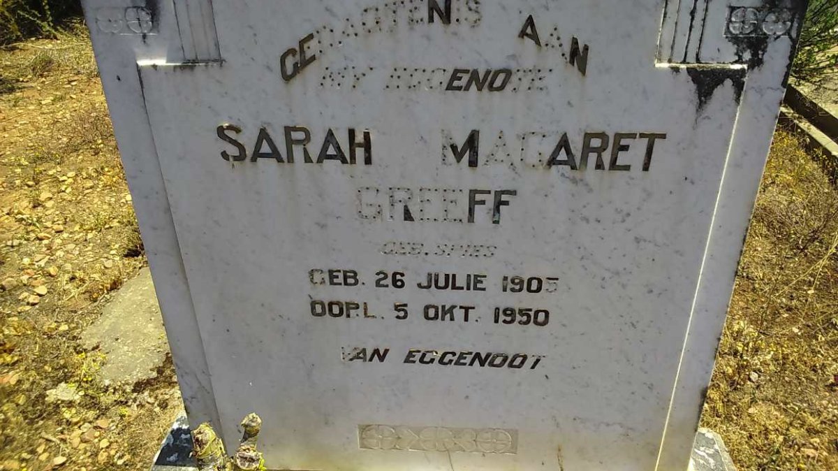 GREEFF Sarah Magaret nee SPIES 1905-1950