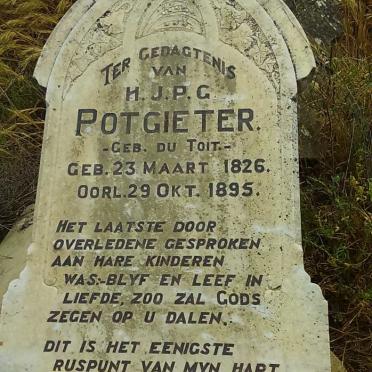 POTGIETER H.J.P.G. nee DU TOIT 1826-1895