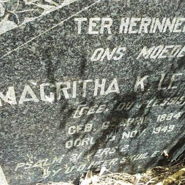 ROUX Magritha K., le nee DU PLESSIS 1884-1949